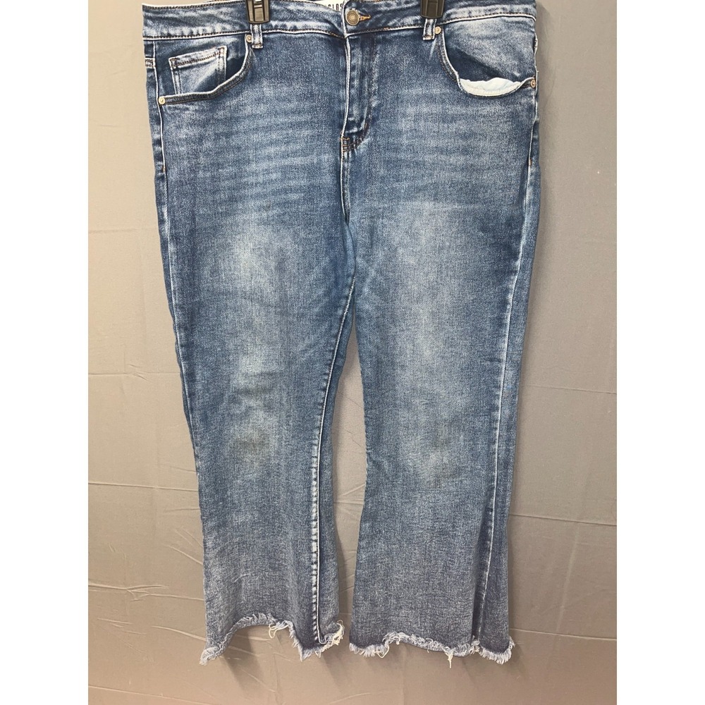 Disclosure Jeans Womens 17/33 Blue Denim‎ Cotton Stretch Medium Wash Frayed Hem